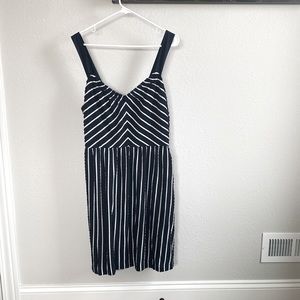 Loft navy and white textured dress